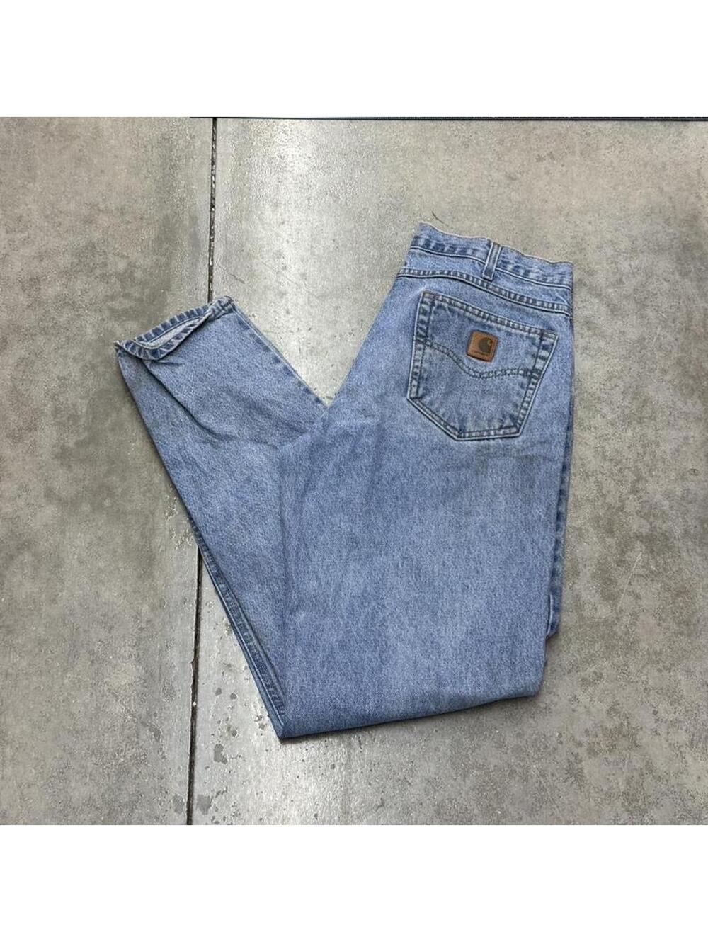 vintage carhartt faded blue relaxed baggy fit jeans size 34 x 34